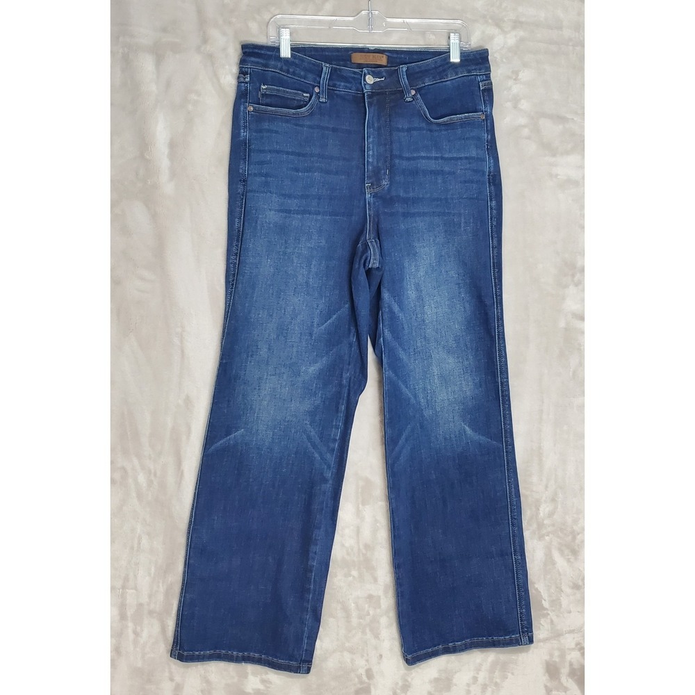 Judy Blue Jeans Womens Size 14W Blue Wide Leg Stretch Denim High Rise EUC